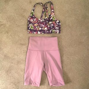 Lululemon sports bra size 2 and light purple Lululemon biker shorts 8in size 2